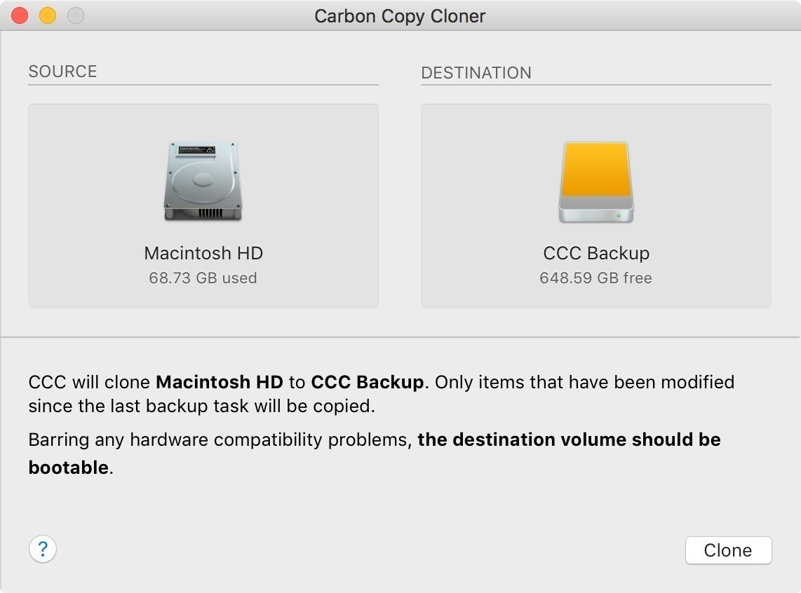 Carbon Copy Cloner 5110 Screenshot 01