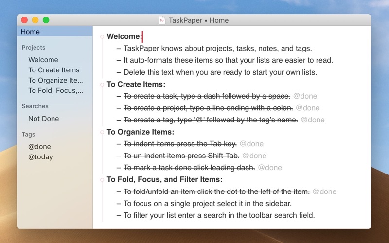 TaskPaper – Plain text to-dos Screenshot 1